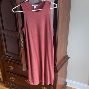 Nine West Sleeveless Ribbed Midi Dress in Rust